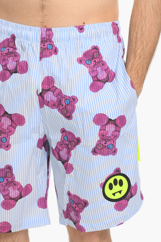 All-Over Teddy Printed Awning Striped Shorts
