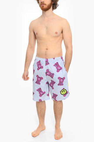 All-Over Teddy Printed Awning Striped Shorts