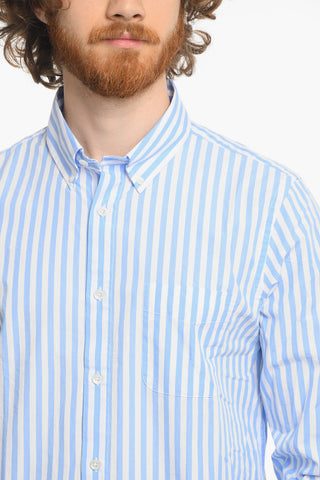 Awning Striped Button-Down Collar Shirt with Breast Pocket