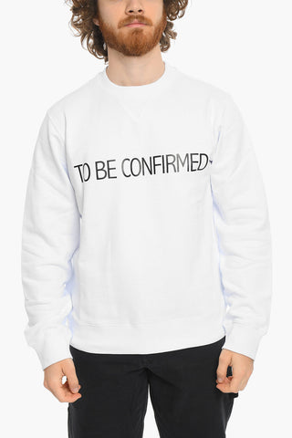 Felpa Girocollo in Cotone Garzato con Stampa a Contrasto