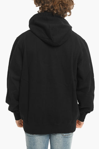 Felpa Hoodie con Stampa Global Warning e Maxi Patch Tasca