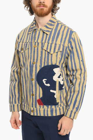 Awning Striped Overshirt with Golden Buttons