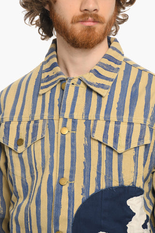 Awning Striped Overshirt with Golden Buttons