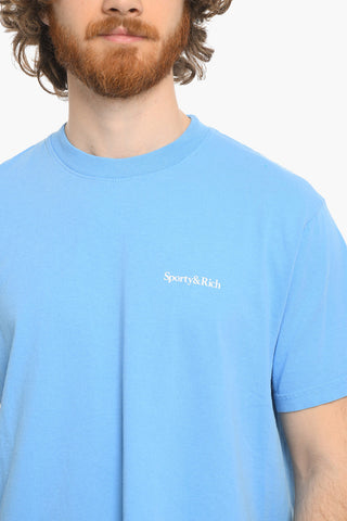 Einfarbiges Baumwoll-T-Shirt mit Rundhalsausschnitt