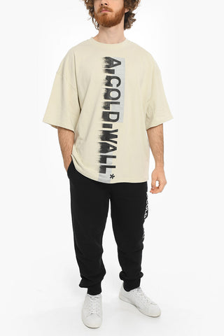 SAMUEL ROSS Maxi T-shirt Girocollo con Stampa Logo Sbaffata