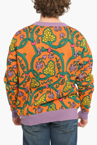 Embroidered Crew-neck RAISIN Sweater