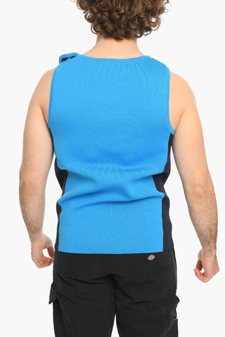 Two-Tone Tank Top with Logo Embroidery