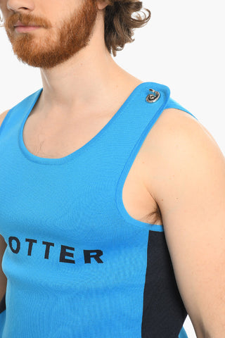 Two-Tone Tank Top with Logo Embroidery