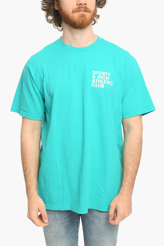 T-Shirt a Tinta Unita con Stampa a Contrasto