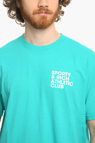 T-Shirt a Tinta Unita con Stampa a Contrasto