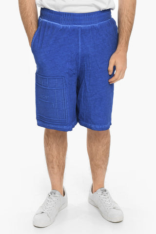 SAMUEL ROSS Acid Wash Effect Shorts with Embossed Logo