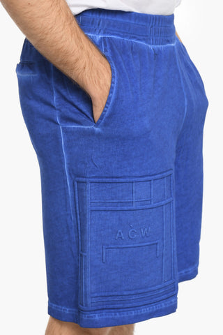 SAMUEL ROSS Acid Wash Effect Shorts with Embossed Logo
