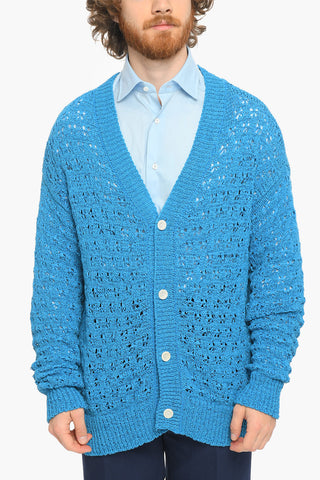 Cardigan in Cotone e Nylon con Scollo a V