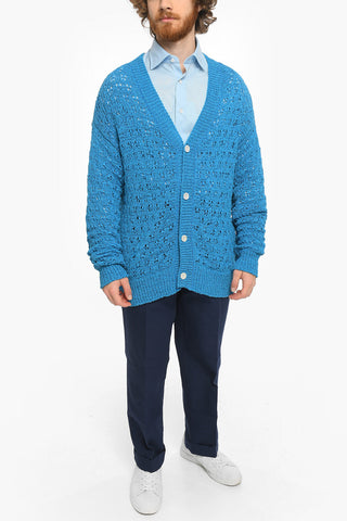 Cardigan in Cotone e Nylon con Scollo a V