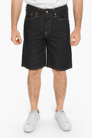 Shorts in Denim con Ricami sulle Tasche