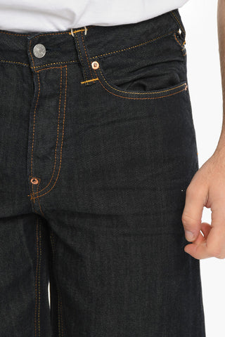 Shorts in Denim con Ricami sulle Tasche