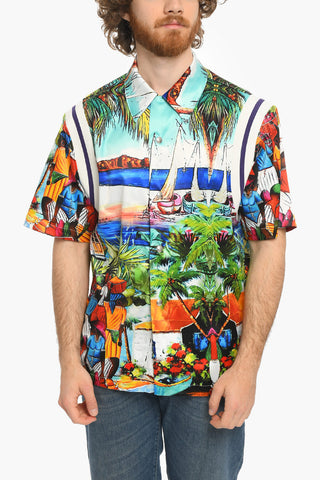 All Over Printed Shirt with Snap Buttons