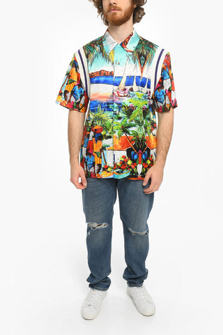 All Over Printed Shirt with Snap Buttons