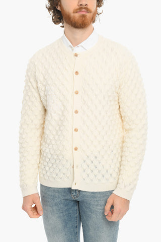 Constrasting Buttons Wool Blend GRANDMA' Cardigan