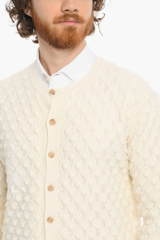Constrasting Buttons Wool Blend GRANDMA' Cardigan