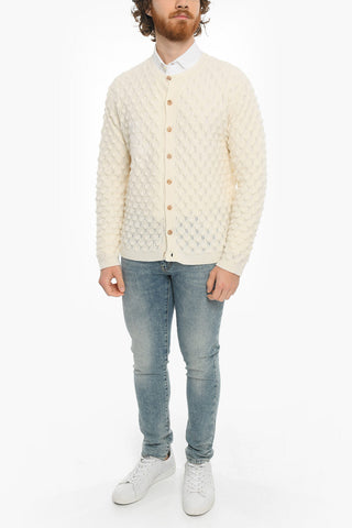 Constrasting Buttons Wool Blend GRANDMA' Cardigan