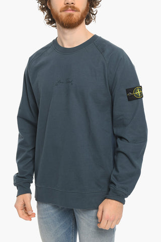 Felpa Girocollo in Cotone con Logo Ricamato
