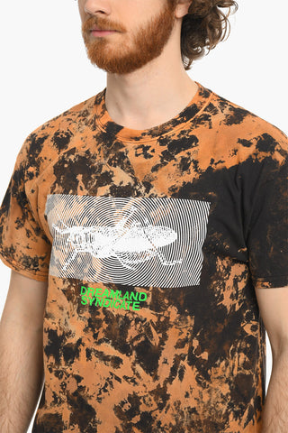 Acid Wash Effect Crew-Neck T-shirt