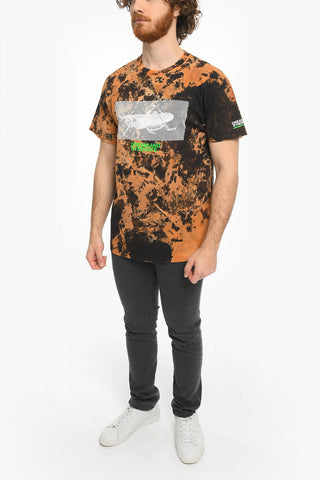 Acid Wash Effect Crew-Neck T-shirt