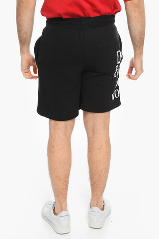 SMILEY Lettering Printed Fleeced-Cotton DON'T HAPPY BE WORRY Shorts