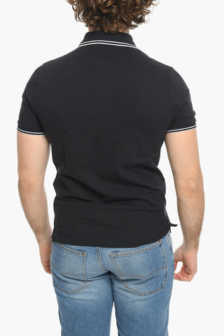 Stretch Cotton Slim Fit Polo Shirt with Emblem Patch