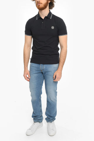 Stretch Cotton Slim Fit Polo Shirt with Emblem Patch