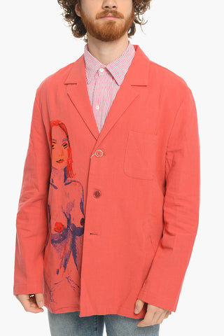 Cotton and Linen Printed Blazer