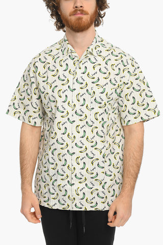 All-Over Banana Printed Shirt with Slits on the Bottom