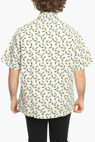 All-Over Banana Printed Shirt with Slits on the Bottom