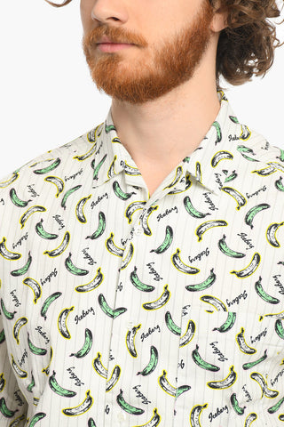 All-Over Banana Printed Shirt with Slits on the Bottom
