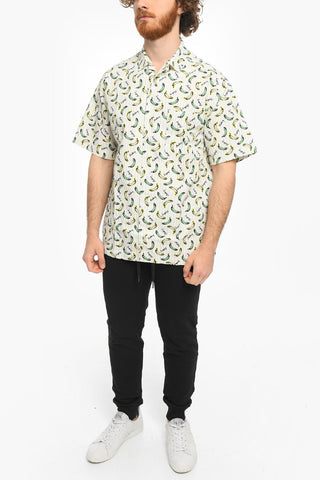 All-Over Banana Printed Shirt with Slits on the Bottom