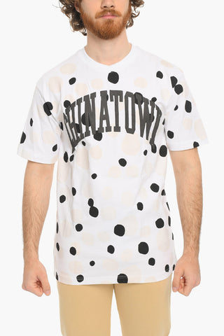 T-Shirt a Pois con Logo in Rilievo