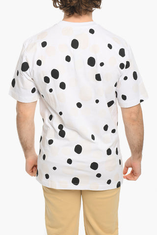 T-Shirt a Pois con Logo in Rilievo