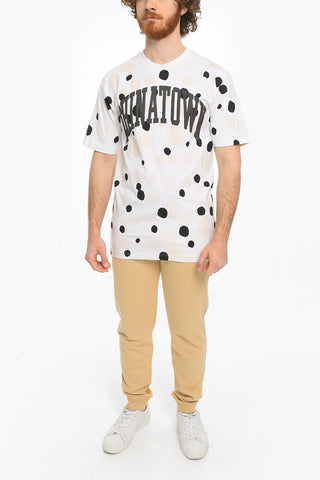 T-Shirt a Pois con Logo in Rilievo