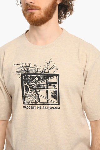 Contrasting Printed Cotton Crew-Neck T-shirt