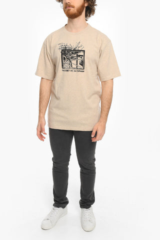 Contrasting Printed Cotton Crew-Neck T-shirt