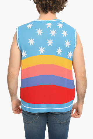 TRIPPY SUMMER V-Neck Embroidered Knitted Vest