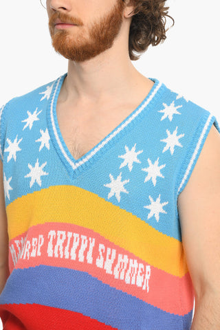 TRIPPY SUMMER V-Neck Embroidered Knitted Vest