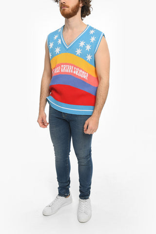 TRIPPY SUMMER V-Neck Embroidered Knitted Vest