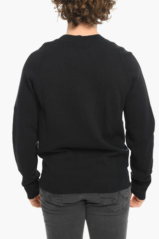 Tech Fabric Crew-neck Sweater with Logo Plaque