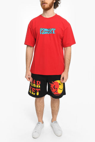 Contrasting Printed Cotton Crew-Neck T-shirt