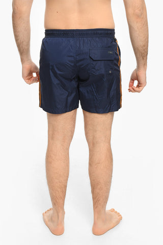 Costume da Bagno Boxer con Bande a Contrasto