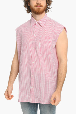 Camicia a Righe Awning senza Manica con Taschino