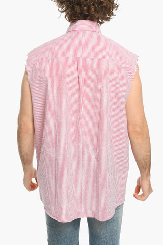 Camicia a Righe Awning senza Manica con Taschino