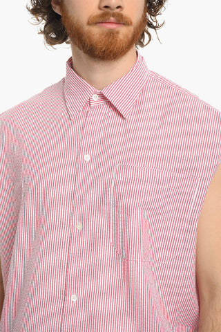 Camicia a Righe Awning senza Manica con Taschino